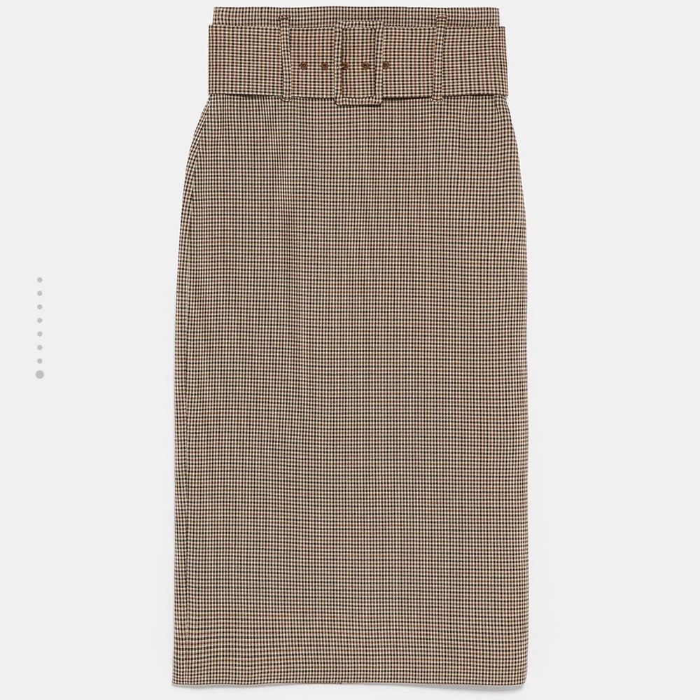 Zara Brown and Black Houndstooth Skirt